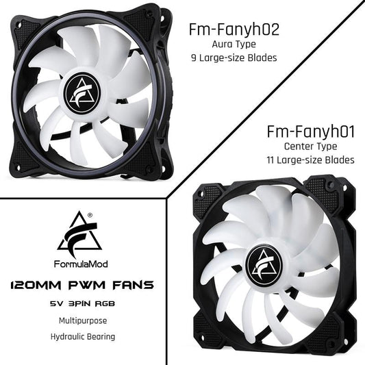 FormulaMod Fm-Fanyh 120mm PWM Fan 5v 3Pin RGB Multipurpose Radiator Cooler Case Fan Hydraulic Bearing | Custom Loop Radiator