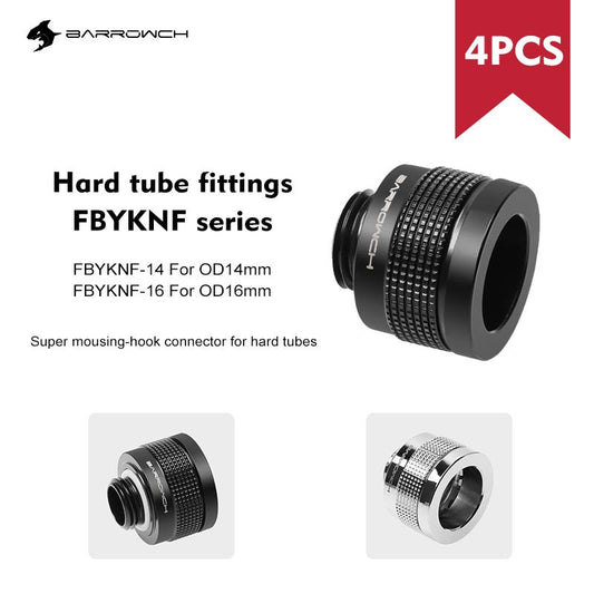 Barrow Hard Tube Fittings, 4pcs, Wolverine series Enhanced Anti shedding Fitting, For OD14/16mm Hard | Water Cooling Fitting