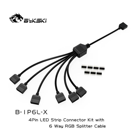 Câble d'extension de synchronisation Bykski RGB 1 à 6, 12V 4 broches, concentrateur d'extension pour les produits d'éclairage synchronisés avec la carte mère, B-1P6L-X
