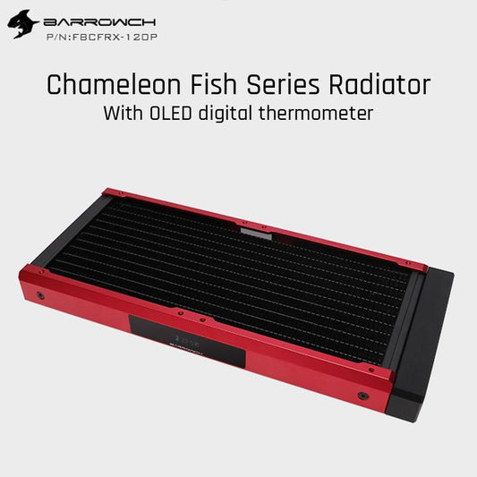 Barrow ch FBCFRX-240 Chameleon Fish Modular 240mm Radiator With OLED Display Acrylic/POM Inlet Module | Custom Loop Radiator