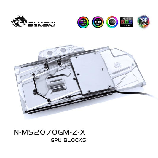 Bykski Full Cover Graphics Card Water Cooling Block, For MSI RTX 2070/2070Super Gaming/Armor/Ventus, N-MS2070GM-Z-X