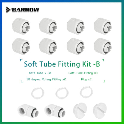 Barrow Soft Tube Fittings Kit Set,90 Degree, Plug ,Compress fitting ,10X13MM,10X16MM Pipe For | Water Cooling Fitting