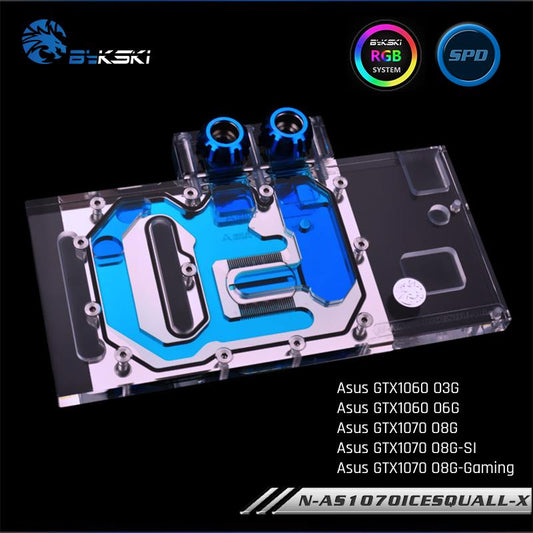 Bykski N-AS1070ICESQUALL-X,Full Cover Graphics Card Water Cooling Block, For Asus GTX1060 O3G/O6G, | Water Cooling Block