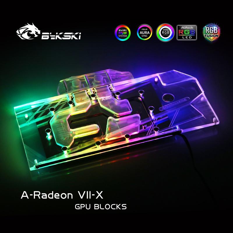 Bykski A-Radeon VII-X, Full Cover Graphics Card Water Cooling Block For Founder Edition AMD Radeon VII