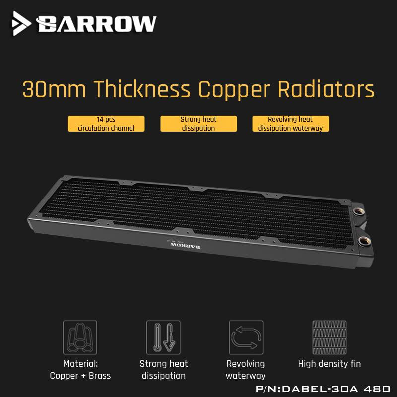 Barrow Dabel-30a 480 Copper Radiator 30mm Thickness 14pcs Circulation Channel Suitable For 120mm Fans | Custom Loop Radiator