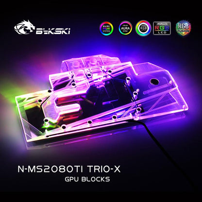 Bykski N-MS2080TI TRIO-X, Full Cover Graphics Card Water Cooling Block, For MSI RTX2080Ti Gaming X TRIO