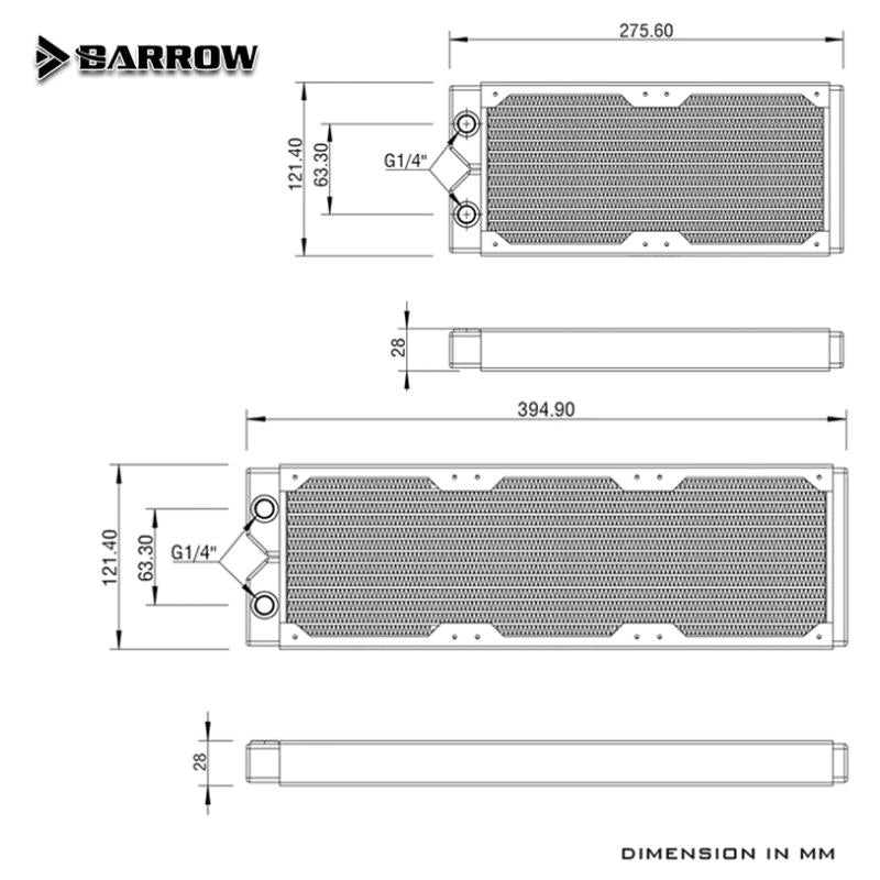 Barrow Radiator Dabel-28a 240 / 360 Copper G1/4" Thread White 240MM 360MM Computer Radiator Water | Custom Loop Radiator