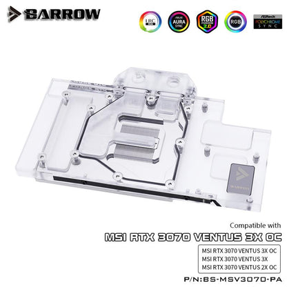 FormulaMod Barrow RTX 3070 full-cover GPU waterblock — silent local AI workload cooling (view 6)