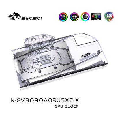 Bykski 3090 3080 GPU bloc de refroidissement par eau, pour Gigabyte AORUS RTX 3090 3080 XTREME, refroidisseur complet CPU GPU, N-GV3090AORUSXE-X 
