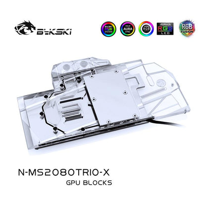 Bykski N-MS2080TRIO-X, Full Cover Graphics Card Water Cooling Block, For MSI RTX2080 Gaming X TRIO