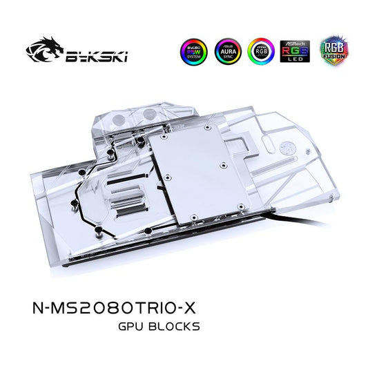 Bykski Full Cover Graphics Card Water Cooling Block, For MSI RTX 2080/2080Super/2070Super TRIO, N-MS2080TRIO-X