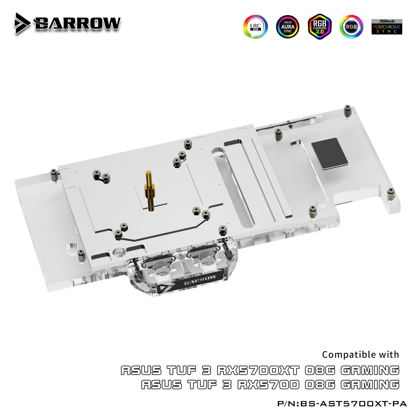 Barrow BS-AST5700XT-PA Full Coverage Water Cooling Block for ASUS TUF 5700XT Graphics Card