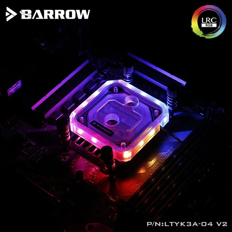 Barrow LTYK3A-04-V2, For RyzenAMD AM4/AM3 CPU Water Blocks, LRC RGB v2 Acrylic Microcutting | Liquid Cooling Block