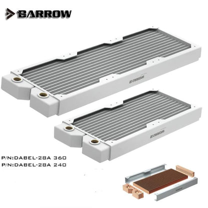 Barrow Radiator Dabel-28a 240 / 360 Copper G1/4" Thread White 240MM 360MM Computer Radiator Water | Custom Loop Radiator
