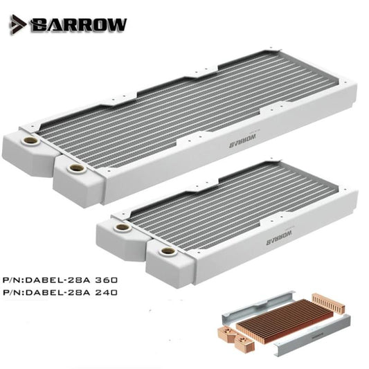 Barrow Radiator Dabel-28a 240 / 360 Copper G1/4" Thread White 240MM 360MM Computer Radiator Water | Custom Loop Radiator