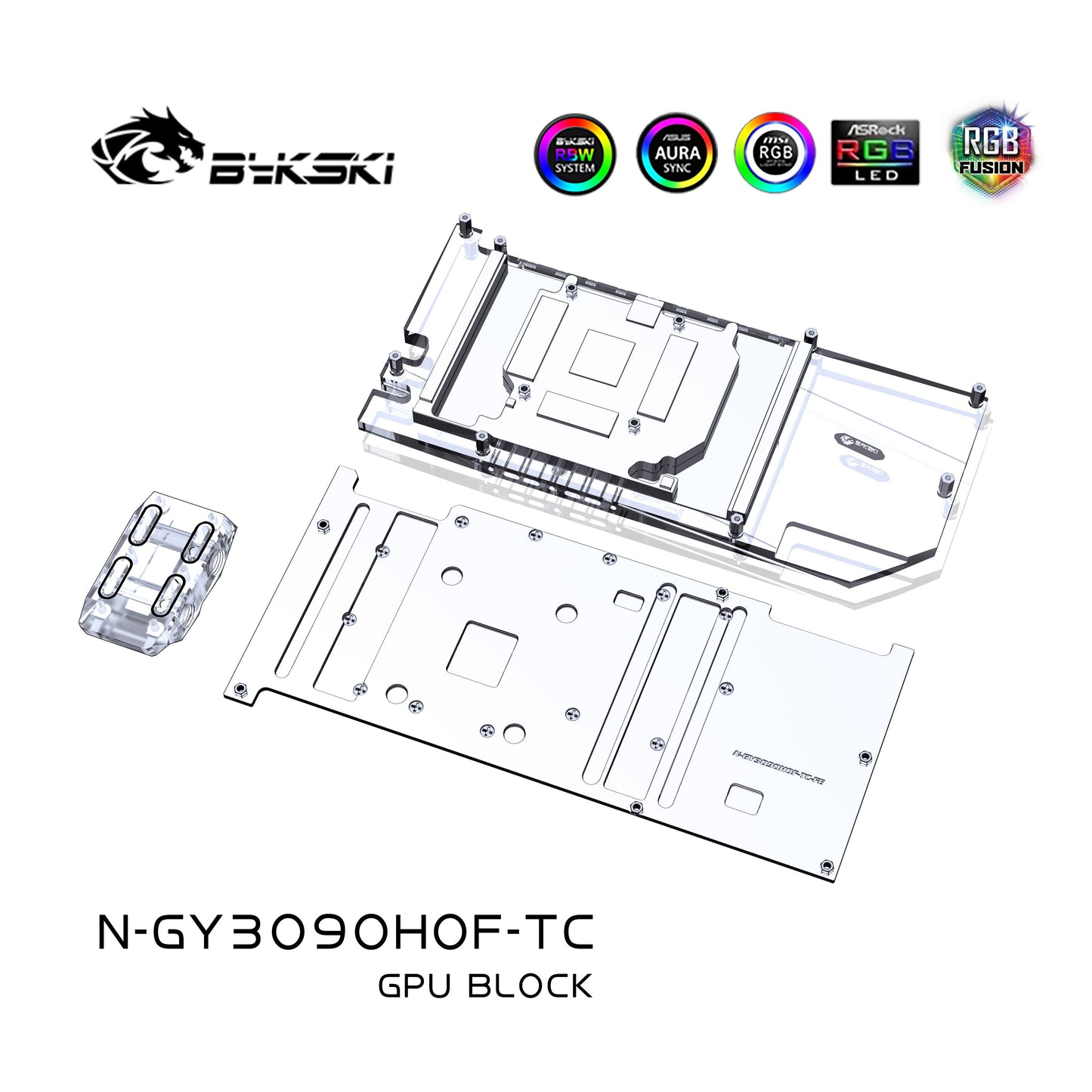 Bykski GPU Block With Active Waterway Backplane Cooler For Galax RTX 3090/3080Ti HOF Extreme, N-GY3090HOF-TC