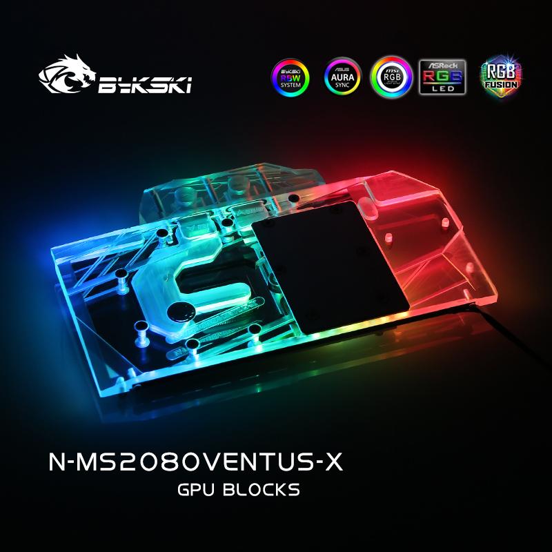 Bykski N-MS2080VENTUS-X, Full Cover Graphics Card Water Cooling Block,For MSI RTX2080 8G Ventus V2/ RTX2070 Super 8G Ventus