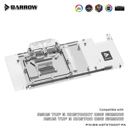 Barrow BS-AST5700XT-PA Full Coverage Water Cooling Block for ASUS TUF 5700XT Graphics Card | Water Cooling Block