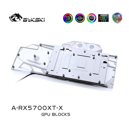 Bykski A-RX5700XT-X, Full Cover Graphics Card Water Cooling Block, For AMD Founder Edition Radeon RX 5700 XT/ RX 5700