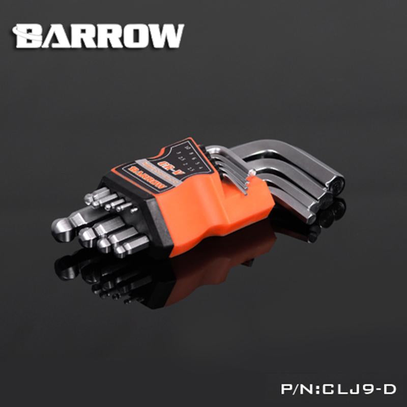 Barrow CLJ9-D, Hex Wrench Kits, Short Ball Head, One Set of 9 Wrench, 1.5/2/2.5/3/4/6/8/10mm | PC Water Cooling Accessory