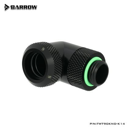 Barrow 90 Degree Rotary Hard Tube Fittings, G1/4 Adapters For OD12mm/14mm Hard Tubes, TWT90KND-K12/TWT90KND-K14