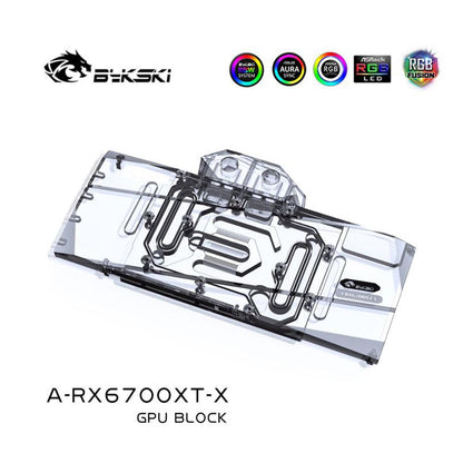 Bykski RX 6700 GPU Water Block for AMD RX 6700XT / Sapphire / XFX / Dataland, Full Cover Graphic card Water cooler, A-RX6700XT-X