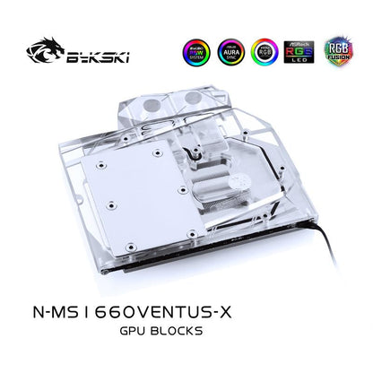 Bykski N-MS1660VENTUS-X, Full Cover Graphics Card Water Cooling Block, For MSI GTX1660 Ventus XS C6G | Water Cooling Block