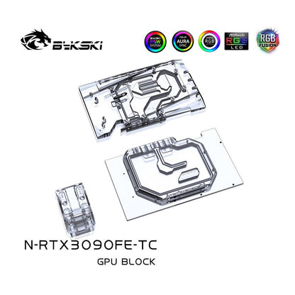 Bloc GPU Bykski avec refroidisseur de fond de panier de voies navigables actives pour Nvidia RTX 3090 Founder Edition N-RTX3090FE-TC