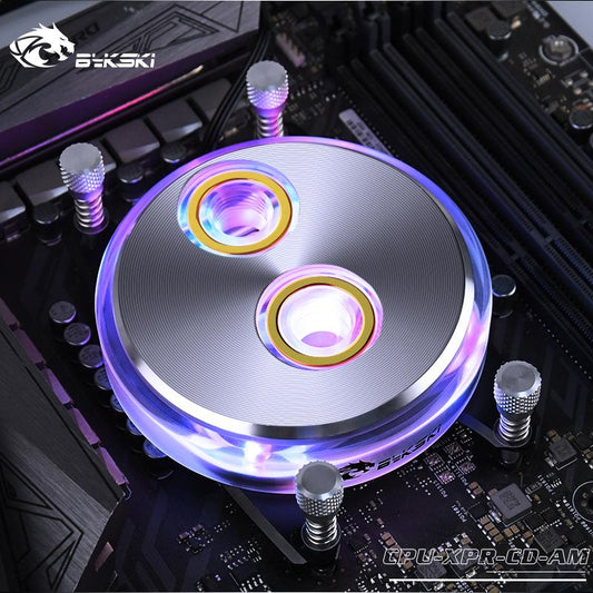 Bykski CPU-XPR-CD-AM CPU Water Cooling Block For AM4/AM5 RGB/RBW Lighting CD Pattern System | Water Cooling Block