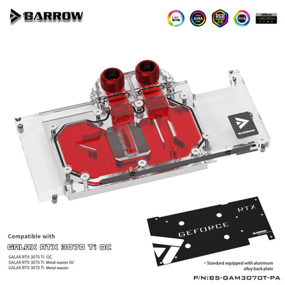 Barrow GPU Water Block for Galax / Gainward RTX 3070TI OC GPU Card  Full Cover Water Cooler , With Backplane BS-GAM3070T-PA