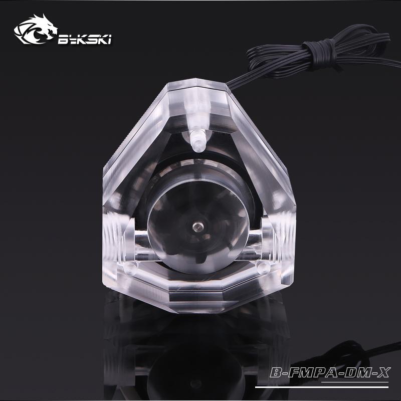 Bykski Acrylic Diamond Shape Water Flow Meters, G1/4 5v 3pin RGB Lighting Polygon Water Cooling Flow Meters, | RGB Lighting