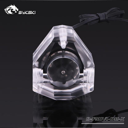 Bykski Acrylic Diamond Shape Water Flow Meters, G1/4 5v 3pin RGB Lighting Polygon Water Cooling Flow Meters, | RGB Lighting