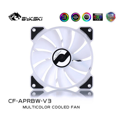 Bykski ARGB 5v Computer Fan 120mm Mute Water Cooling Fan For PC Case 120/240/480 Radiator Colorful Cooler For PC Cooling
