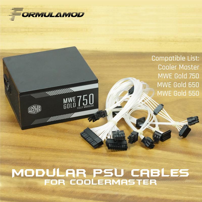 FormulaMod Fm-LKZZ-SL, Fully Modular PSU Cables, 18AWG Silver Plated, For CoolerMaster MWE Gold 550/650/750 Fully Modular PSU