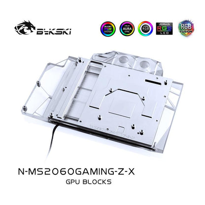 Bykski N-MS2060GAMING-Z-X, Full Cover Graphics Card Water Cooling Block For MSI RTX2060 Gaming Z 6G
