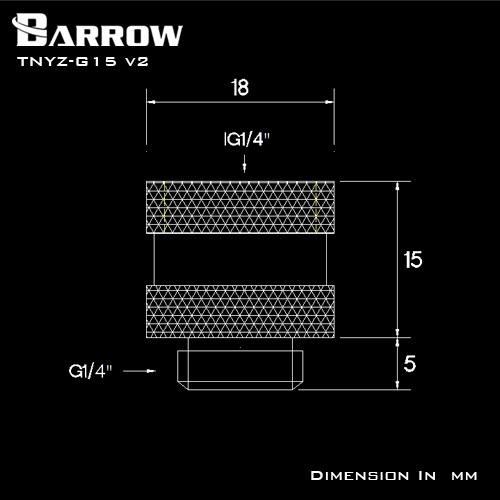 Barrow TNYZ-G15V2, 15mm Male To Female Extender Fittings, G1/4 Male To Female Water Cooling Fittings | Water Cooling Fitting
