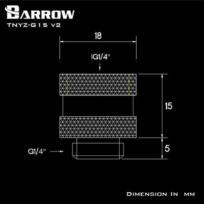 Barrow TNYZ-G15V2, 15mm Male To Female Extender Fittings, G1/4 Male To Female Water Cooling Fittings | Water Cooling Fitting