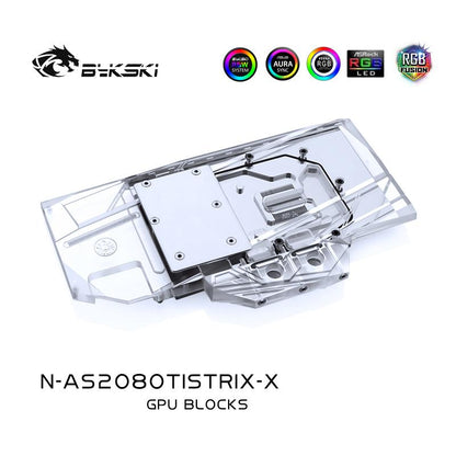 Bykski N-AS2080TISTRIX-X, bloc de refroidissement par eau pour carte graphique à couverture complète, pour Asus Rog Strix-RTX2080Ti-O11G-Gaming