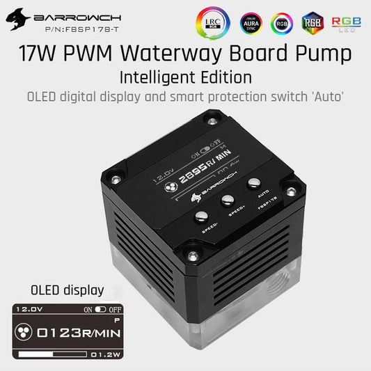 Barrow ch FBSP17B-T, 17W PWM Intelligent Waterway Board Pump, OLED Digital Display, Only For Barrow | Water Cooling Pump