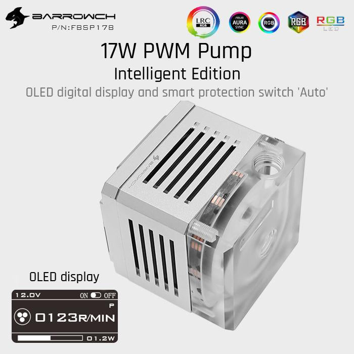 Barrow ch FBSP17B, 17W PWM Intelligent Pump, OLED Digital Display, DDC Series, Manual And PWM Speed | Water Cooling Pump