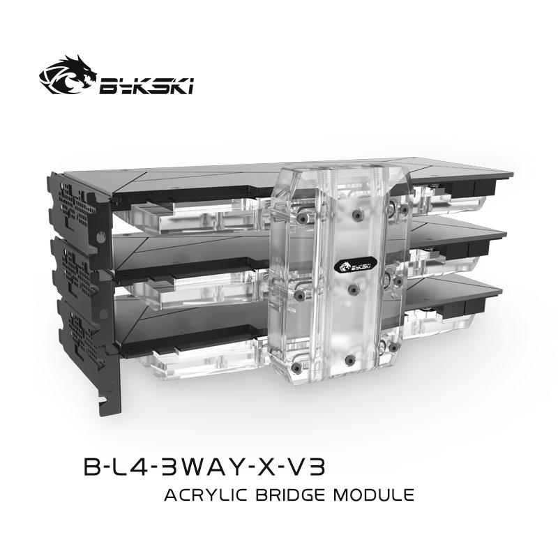 Bykski Multi Graphics Card Bridging Module Acrylic Connectors Use for 2/3/4 GPU Card Connection Channel, B-L4-2WAY-X-V3