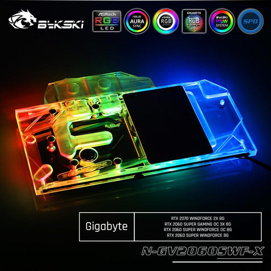 Bykski N-GV2060SWF-X GPU Water Cooling Block For Gigabyte RTX 2060 Super Windforce 8G | Water Cooling Block