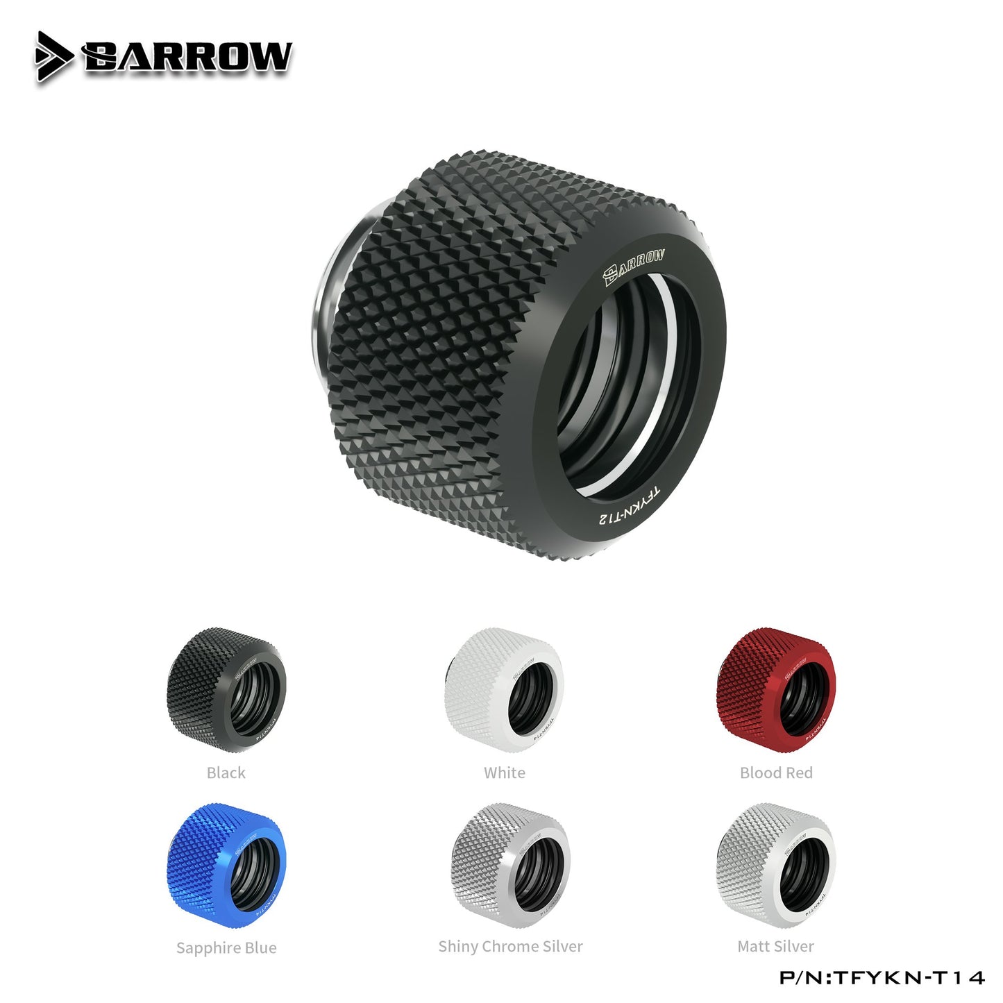 Barrow TFYKN-T14, OD14mm Choice Hard Tube Fittings, G1/4 Adapters For OD14mm Hard Tubes