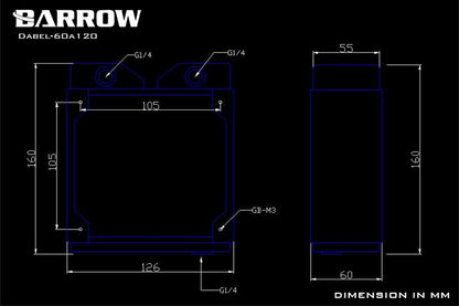 Barrow Dabel-60A 120, 60mm Thicknes 120mm Radiator, Copper Thick Plus Type Water Cooler, Suitable For | Custom Loop Radiator