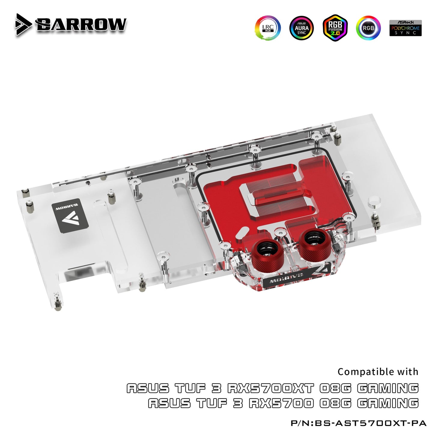 Barrow BS-AST5700XT-PA Full Coverage Water Cooling Block for ASUS TUF 5700XT Graphics Card