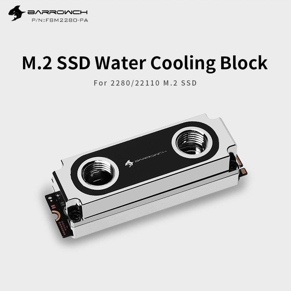 Barrowch M.2 SSD Water Cooling Block For 2280/22110 M2 Type Solid State Drive Supports Single and Double-Sided Chip Hard Drive