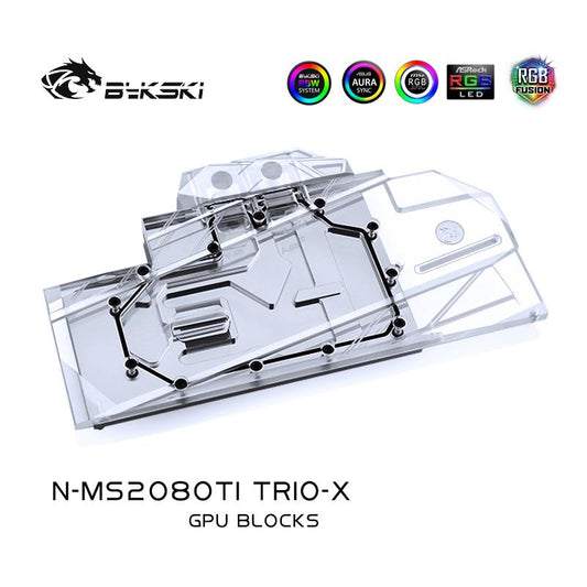 Bykski N-MS2080TI TRIO-X, bloc de refroidissement par eau pour carte graphique à couverture complète, pour MSI RTX2080Ti Gaming X TRIO