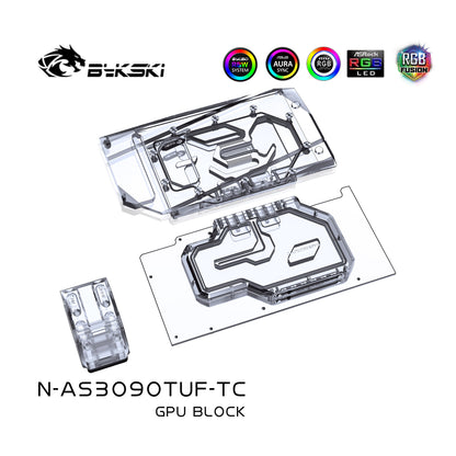 Bloc GPU Bykski avec refroidisseur de fond de panier de voies navigables actives pour ASUS TUF RTX 3090 3080 Gaming, bloc de refroidissement par eau N-AS3090TUF-TC