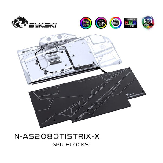 Bykski N-AS2080TISTRIX-X, bloc de refroidissement par eau pour carte graphique à couverture complète, pour Asus Rog Strix-RTX2080Ti-O11G-Gaming