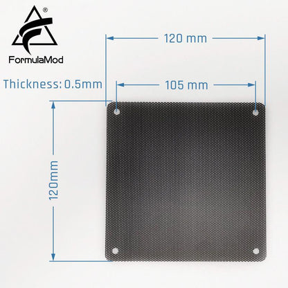 FormulaMod Fm-FCW, 120mm Air Filter Nets, Dust Filters, Fit Type Black Net, 120x120mm For 120 Fans